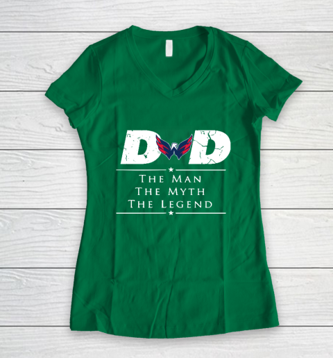 Washington Capitals NHL Ice Hockey Dad The Man The Myth The Legend Women's V-Neck T-Shirt 3