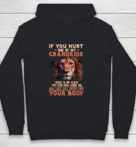 Grandpa Funny Gift Apparel  If You Hurt One Of My Grand Funny Lion Grandpa Youth Hoodie