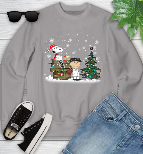 MLB Chicago White Sox Snoopy Charlie Brown Christmas Baseball Commissioner's Trophy Youth Sweatshirt 3
