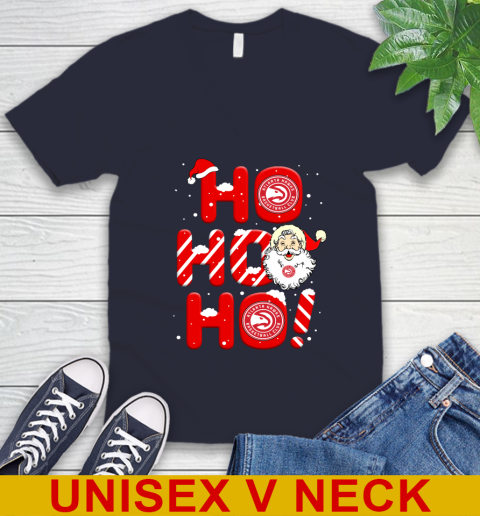 Atlanta Hawks NBA Basketball Ho Ho Ho Santa Claus Merry Christmas Shirt V-Neck T-Shirt 2