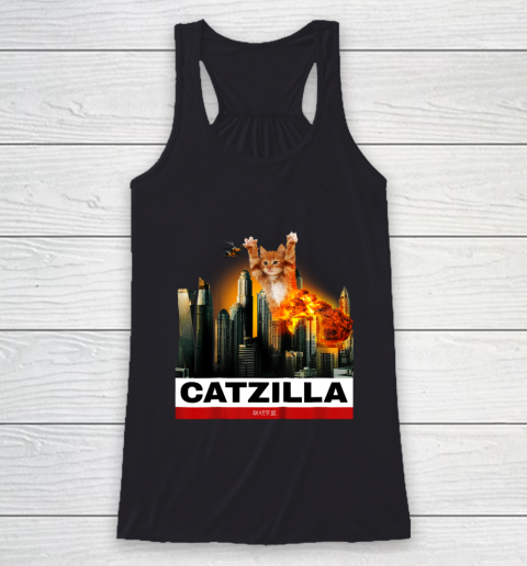 CATZILLA  Funny Kitty Tshirt for Cat lovers to Halloween Racerback Tank