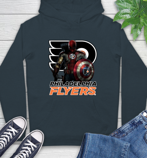 NHL Captain America Thor Spider Man Hawkeye Avengers Endgame Hockey Philadelphia Flyers Hoodie 7