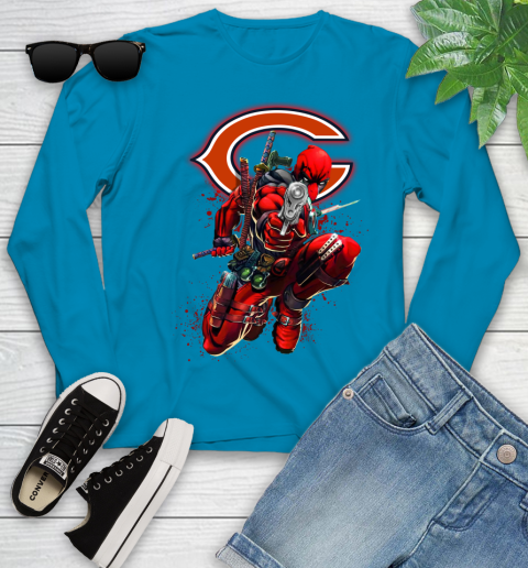 NFL Deadpool Marvel Comics Sports Football Chicago Bears Youth Long Sleeve 7