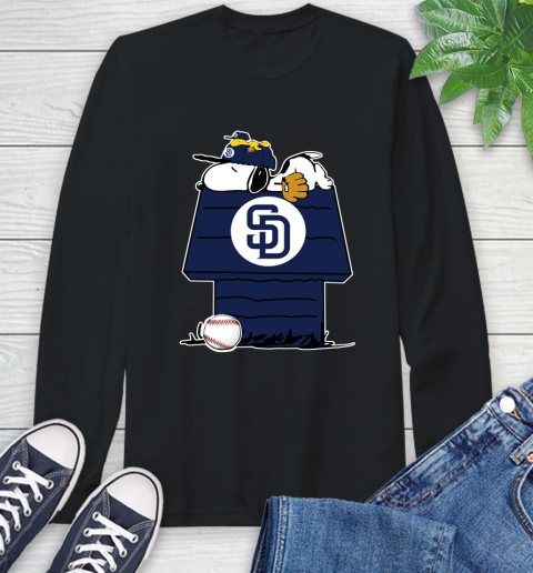 MLB San Diego Padres Snoopy Woodstock The Peanuts Movie Baseball T Shirt Long Sleeve T-Shirt 2