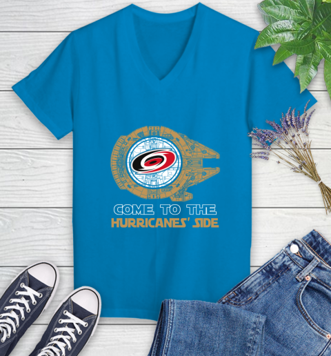 NHL Come To The Carolina Hurricanes Wars Hockey Sports Women's V-Neck T-Shirt 7