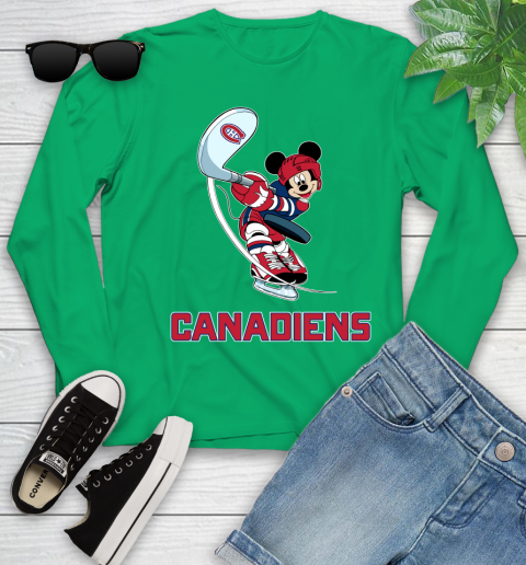 NHL Hockey Montreal Canadiens Cheerful Mickey Mouse Shirt Youth Long Sleeve 6