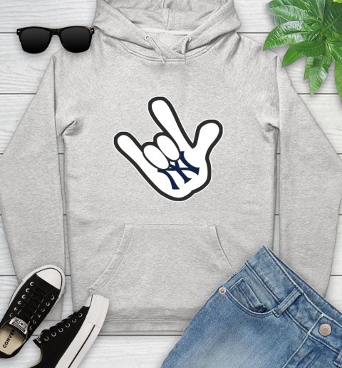 New York Yankees MLB Baseball Mickey Rock Hand Disney Youth Hoodie