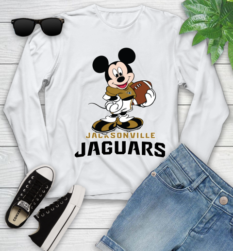 NFL Football Jacksonville Jaguars Cheerful Mickey Mouse Shirt Youth Long Sleeve 2