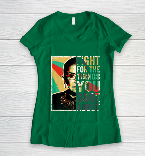 Notorious RBG Shirt Fight For The Things You Care About Vintage Rbg Women's V-Neck T-Shirt 3