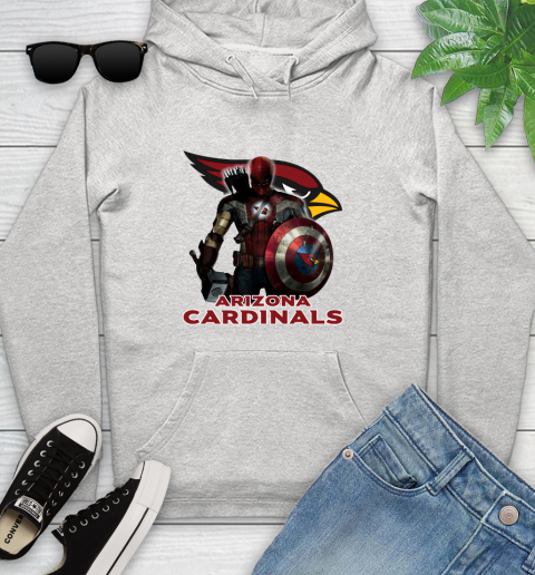 NFL Captain America Thor Spider Man Hawkeye Avengers Endgame Football Arizona Cardinals Youth Hoodie