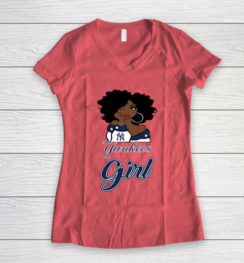 New York Yankeess Girl MLB Women's V-Neck T-Shirt 6