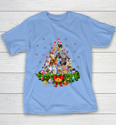 Funny Cat Christmas Tree Xmas Gifts Youth T-Shirt 8