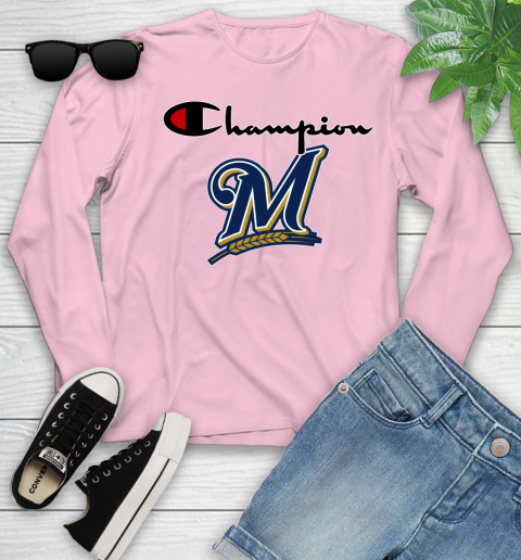 MLB Baseball Milwaukee Brewers Champion Shirt Youth Long Sleeve 8