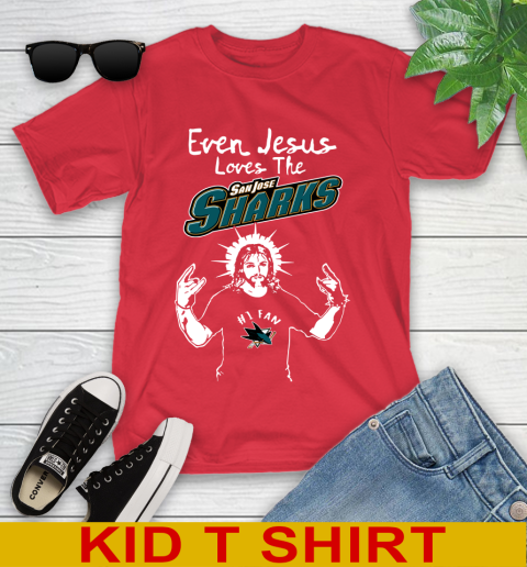San Jose Sharks NHL Hockey Even Jesus Loves The Sharks Shirt Youth T-Shirt 11