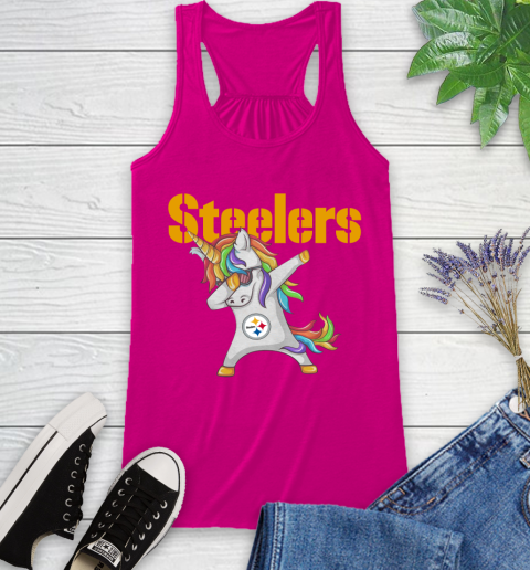 Pittsburgh Steelers NFL Football Funny Unicorn Dabbing Sports Racerback Tank 8