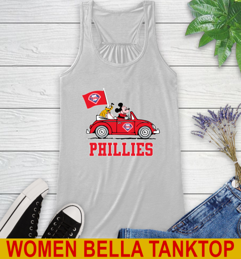 MLB Baseball Philadelphia Phillies Pluto Mickey Driving Disney Shirt Racerback Tank