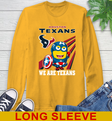 NFL Football Houston Texans Captain America Marvel Avengers Minion Shirt Long Sleeve T-Shirt 2