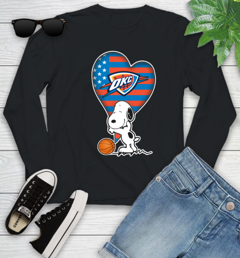 Oklahoma City Thunder NBA Basketball The Peanuts Movie Adorable Snoopy Youth Long Sleeve 2