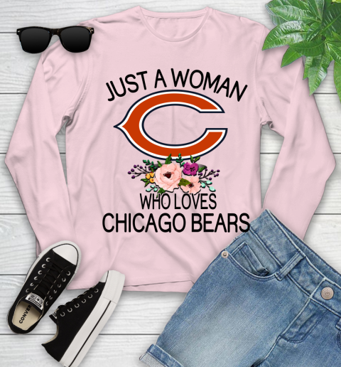 NFL Just A Woman Who Loves Chicago Bears Football Sports Youth Long Sleeve 7