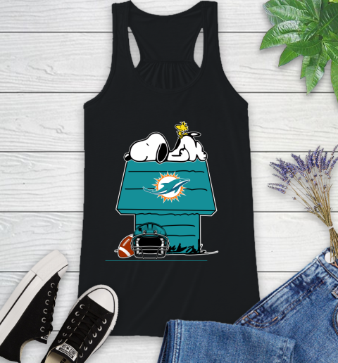 Miami Dolphins NFL Football Snoopy Woodstock The Peanuts Movie Racerback Tank 2