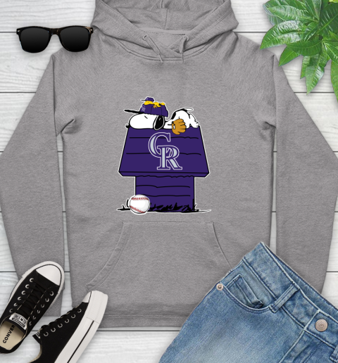 MLB Colorado Rockies Snoopy Woodstock The Peanuts Movie Baseball T Shirt Youth Hoodie 6