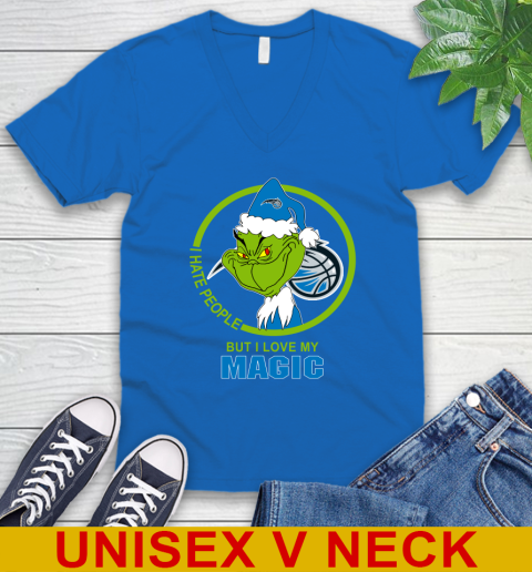 Orlando Magic NBA Christmas Grinch I Hate People But I Love My Favorite Basketball Team V-Neck T-Shirt 6