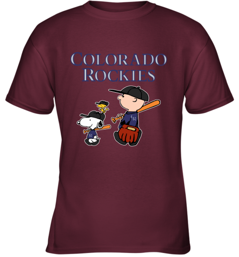 Colorado Rockies Let's Play Baseball Together Snoopy MLB Youth T-Shirt