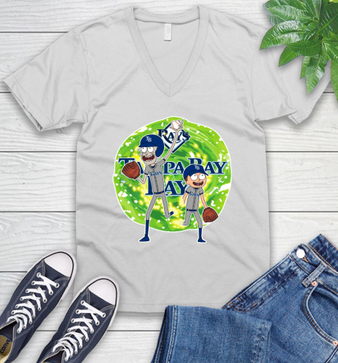 MLB Tampa Bay Rays Rick And Morty Baseball Sports V-Neck T-Shirt