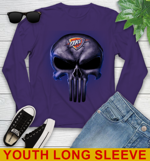 Oklahoma City Thunder NBA Basketball Punisher Skull Sports Youth Long Sleeve 4