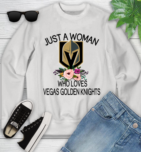 NHL Just A Woman Who Loves Vegas Golden Knights Hockey Sports Youth Sweatshirt