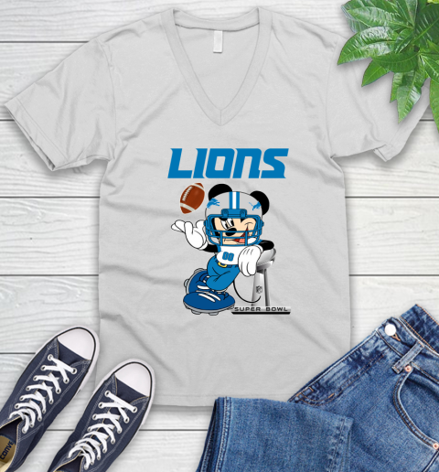 NFL Detroit Lions Mickey Mouse Disney Super Bowl Football T Shirt V-Neck T-Shirt