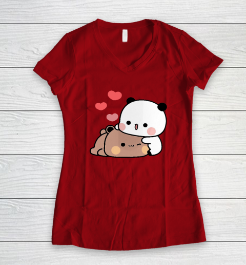 Panda Bear Hug Bubu Dudu Valentines Day's Women's V-Neck T-Shirt 5