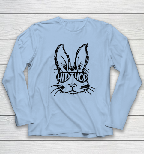 Hip Hop Bunny Face With Sunglasses Easter Day Long Sleeve T-Shirt 5