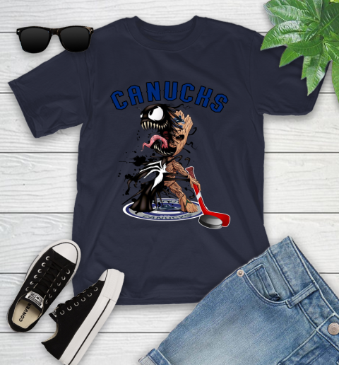 NHL Vancouver Canucks Hockey Venom Groot Guardians Of The Galaxy Youth T-Shirt 3