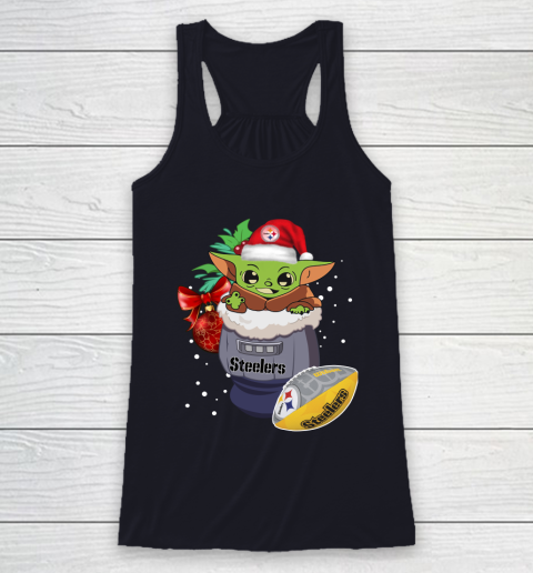 Pittsburgh Steelers Christmas Baby Yoda Star Wars Funny Happy NFL Racerback Tank 8