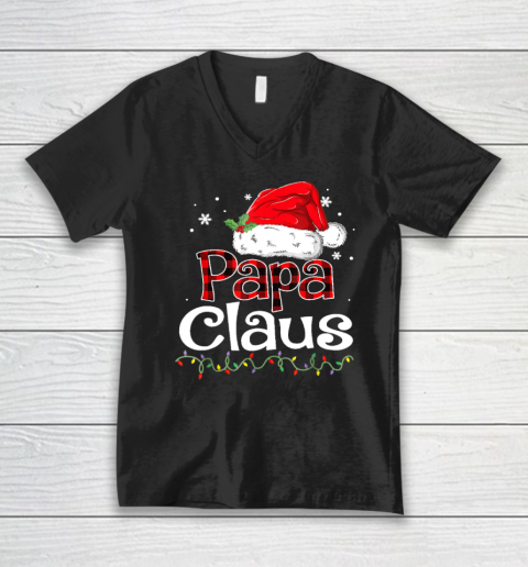 Papa Claus Santa Funny Christmas Pajama Matching Family V-Neck T-Shirt