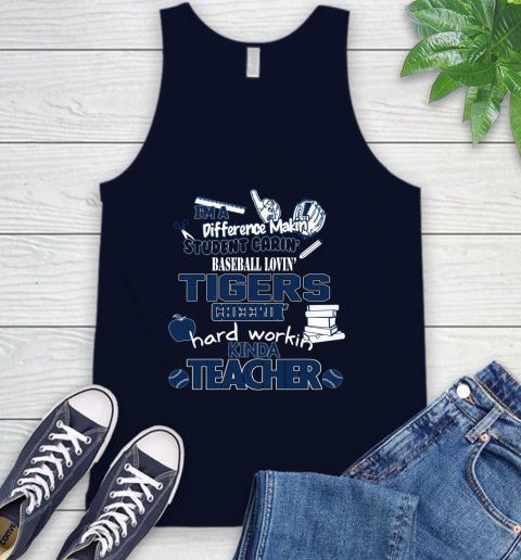 Detroit Tigers MLB I'm A Difference Making Student Caring Baseball Loving Kinda Teacher Tank Top 2