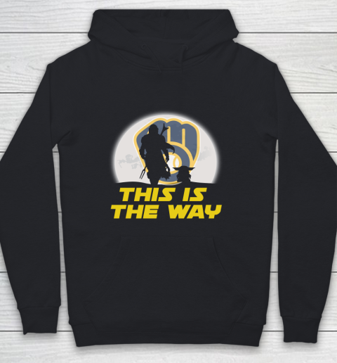 Milwaukee Brewers MLB Baseball Star Wars Yoda And Mandalorian This Is The Way Youth Hoodie