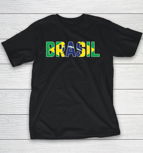 Brasil Flag Brazilian Soccer Fan Youth T-Shirt