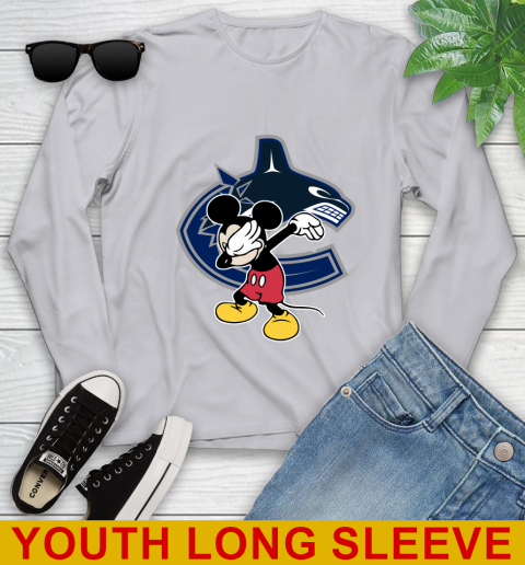Vancouver Canucks NHL Hockey Dabbing Mickey Disney Sports Youth Long Sleeve 6