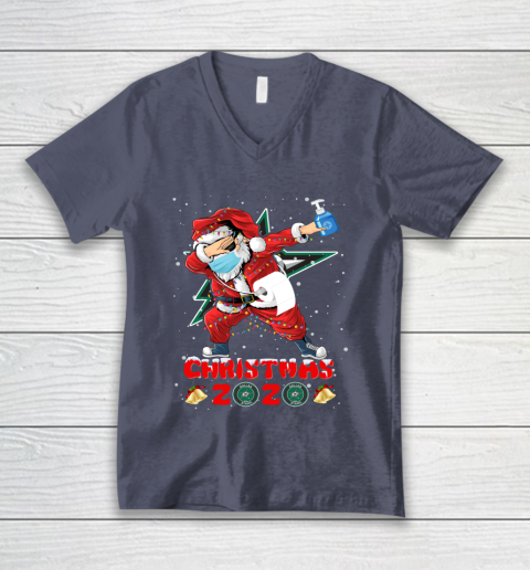 Dallas Stars Funny Santa Claus Dabbing Christmas 2020 NHL V-Neck T-Shirt 7