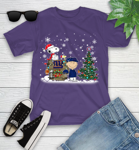 NFL New York Giants Snoopy Charlie Brown Christmas Football Super Bowl Sports Youth T-Shirt 3