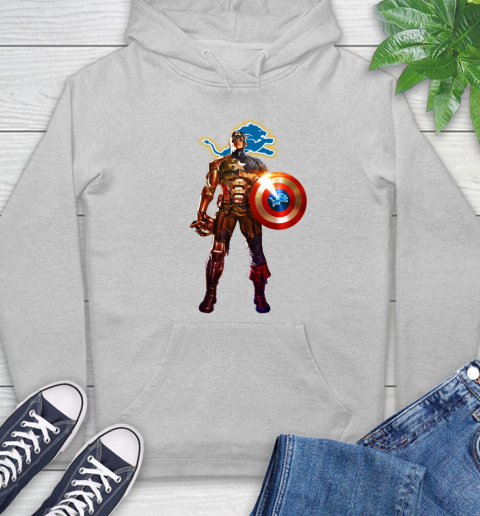 NFL Captain America Marvel Avengers Endgame Football Sports Detroit Lions Hoodie 6
