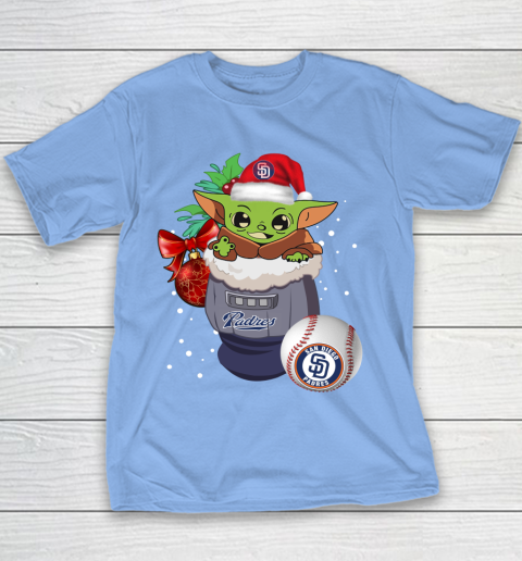 San Diego Padres Christmas Baby Yoda Star Wars Funny Happy MLB Youth T-Shirt 10