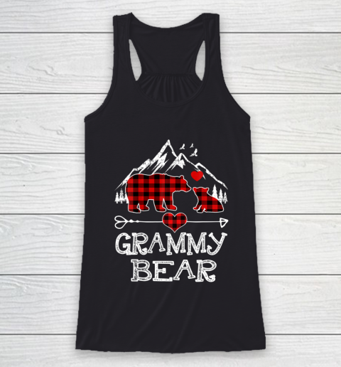 Grammy Bear Christmas Pajama Red Plaid Buffalo Family Gift Racerback Tank