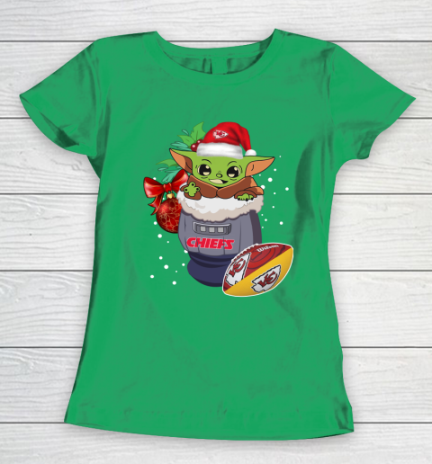 Kansas City Chiefs Christmas Baby Yoda Star Wars Funny Happy NFL Women's T-Shirt