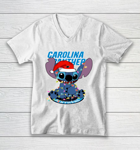 Carolina Panthers NFL Football noel stitch Christmas V-Neck T-Shirt