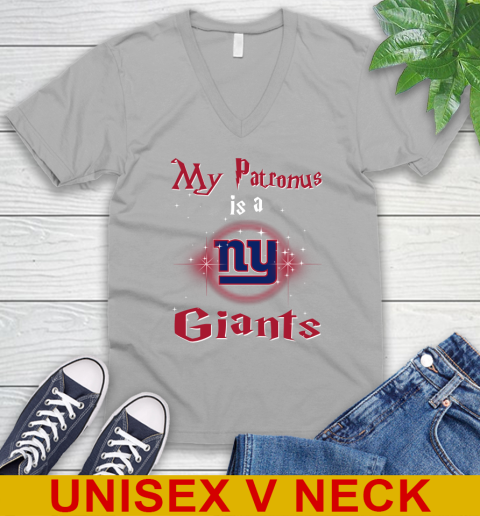NFL Football Harry Potter My Patronus Is A New York Giants V-Neck T-Shirt 3