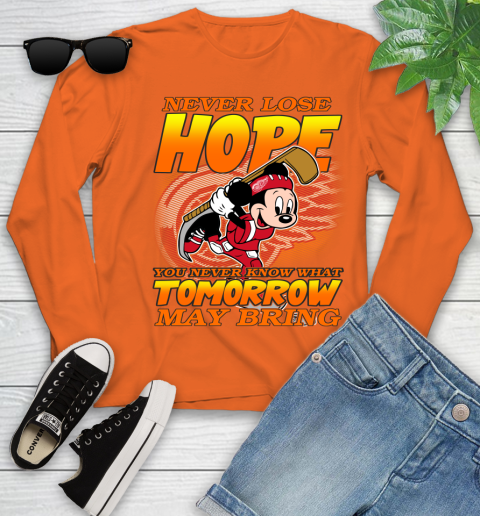 Detroit Red Wings NHL Hockey ootball Mickey Disney Never Lose Hope Youth Long Sleeve 3