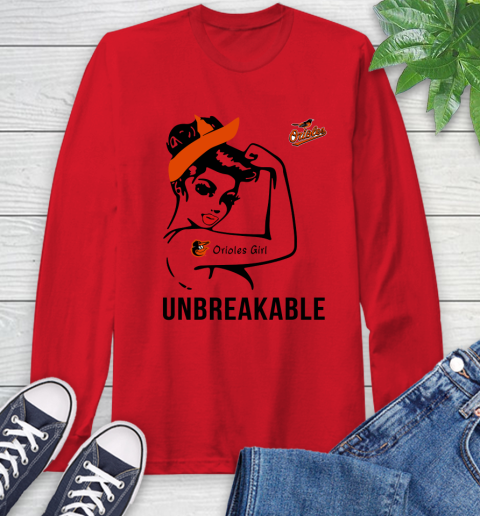 MLB Baltimore Orioles Girl Unbreakable Baseball Sports Long Sleeve T-Shirt 9